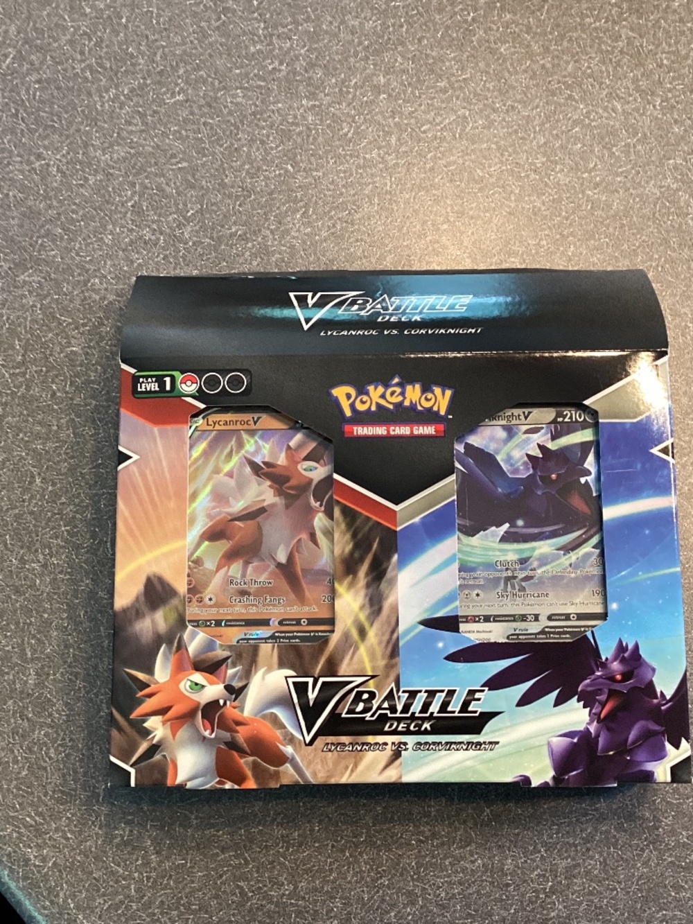 New, sealed Pokémon VBattle Deck Lycanroc vs Corviknight trading card game.